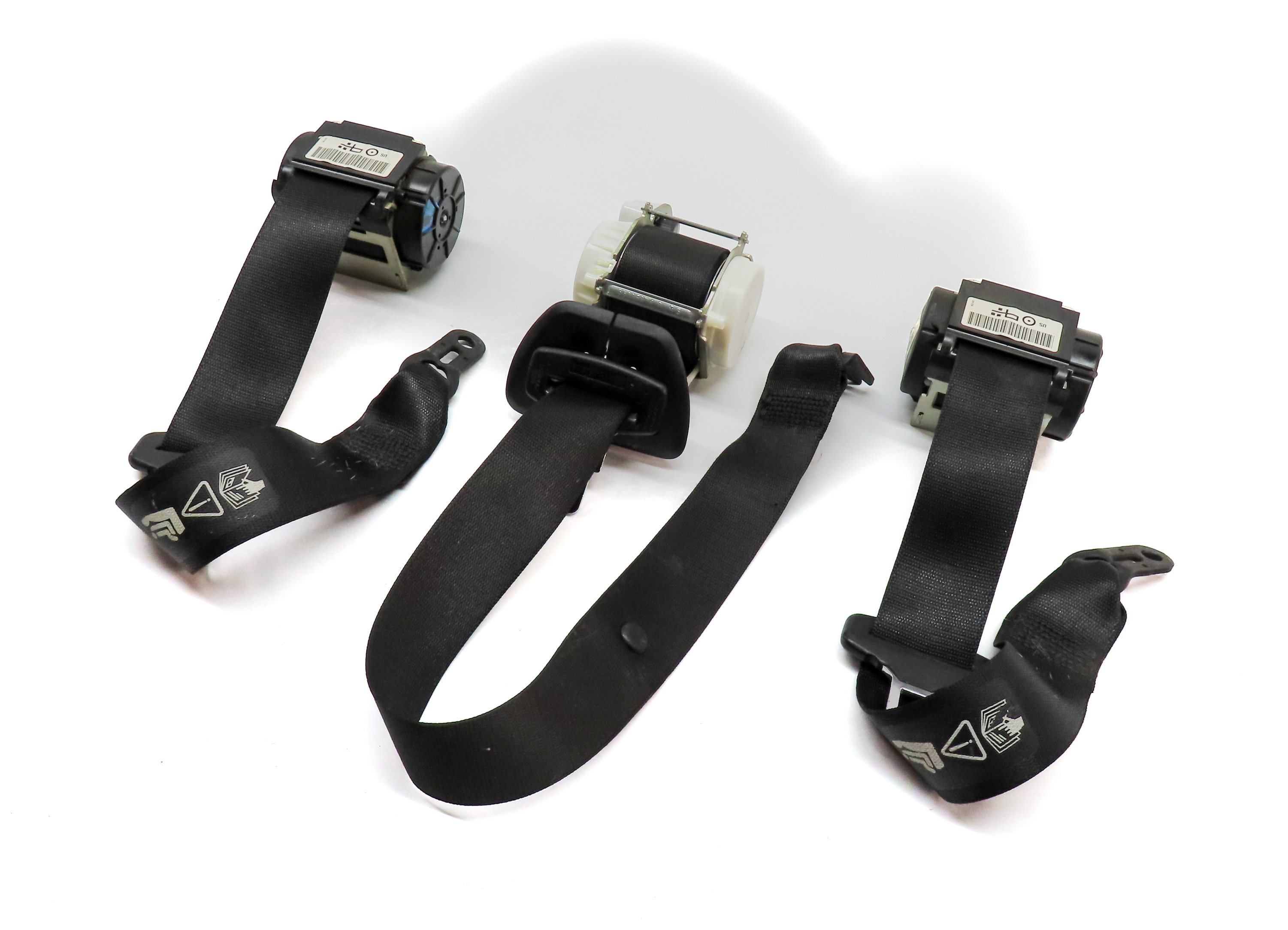 2013 BMW X1 (E84) REAR LEFT CENTER RIGHT SEAT SEATBELT RETRACTOR SET/3 (Black) — exact item pictured